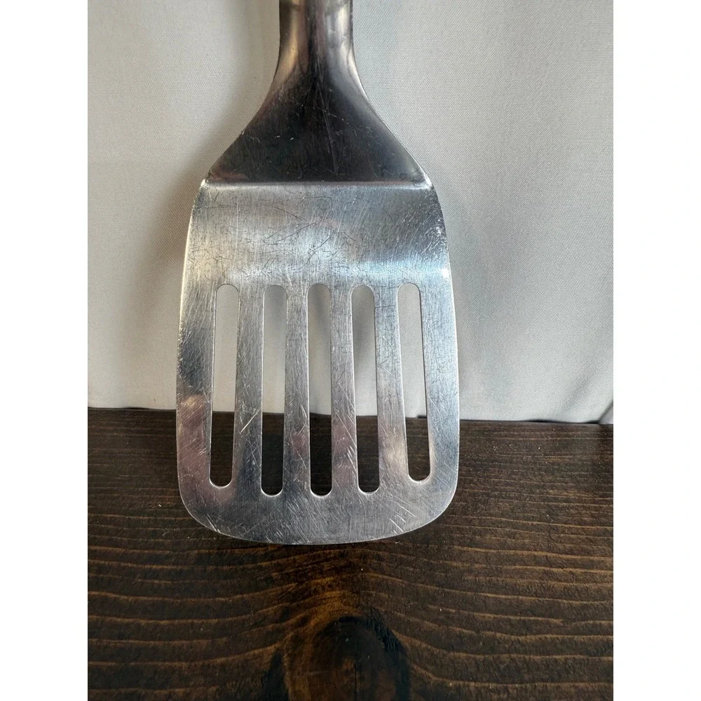 Slotted Turner Spatula Kitchen Utensil Stainless Steel Black Handle Cooking Tool